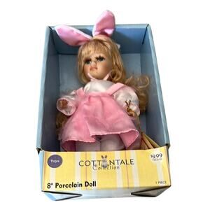 Cotton Tale Collection 8" Porcelain Doll with Pink Outfit Easter Vintage 2005